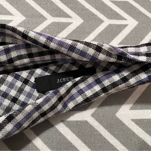 NWT J. Crew Knot Headband in Lightweight Plaid Flannel - Black/Purple/White - Picture 4 of 7